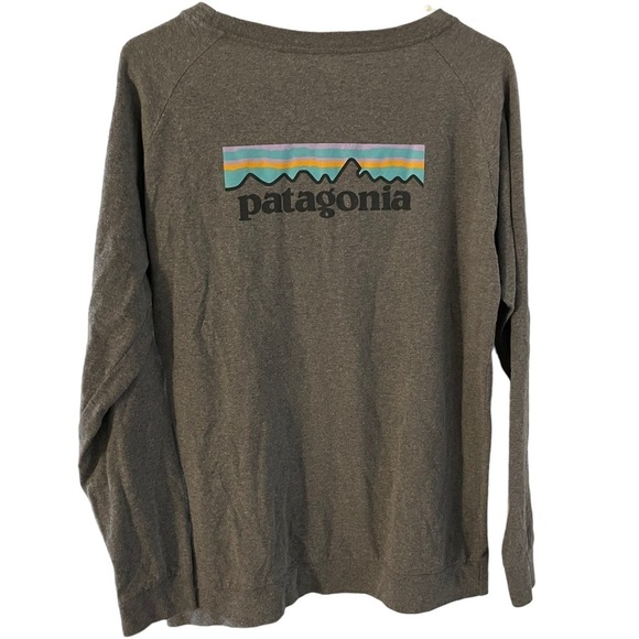 Patagonia Women’s Long Sleeve Pastel P-6 Logo Responsibili-Tee Small Grey - Picture 1 of 6